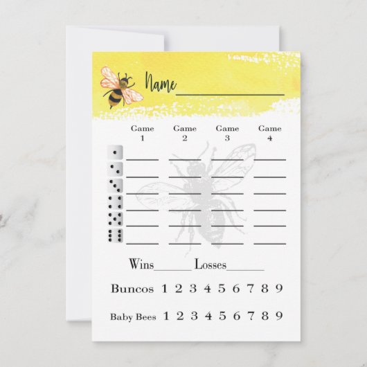 Bunco Score Sheets Bee Kaart (Achterkant)