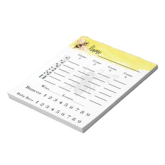 Bunco Score Sheets Bee Notepad Notitieblok (Linkerzijde)