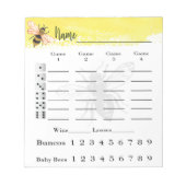 Bunco Score Sheets Bee Notepad Notitieblok (Voorkant)