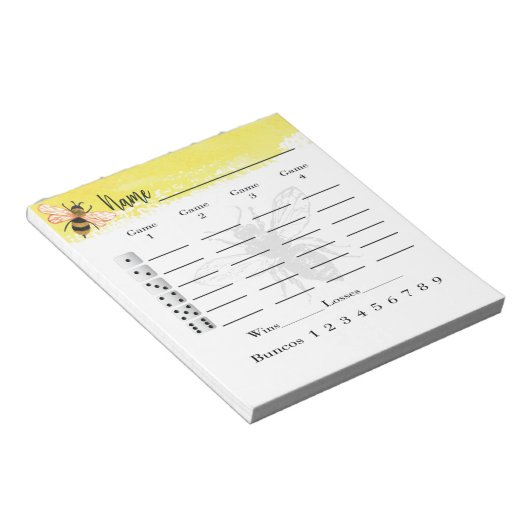 Bunco Score Sheets Bee Notitieblok (Schuin)