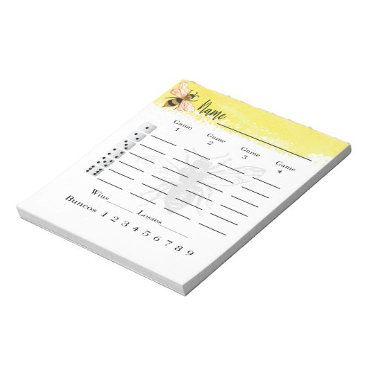 Bunco Score Sheets Bee Notitieblok (Linkerzijde)
