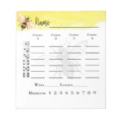 Bunco Score Sheets Bee Notitieblok (Voorkant)