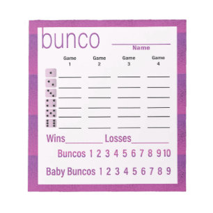 Bunco Score Sheets Paarse roze Modern Notitieblok