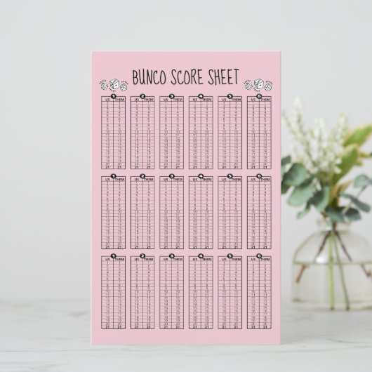 Bunco-score - tabelscore voor dijsspel (Staand voorkant)