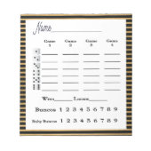 Bunco Score-vellen zwart Gold Stripe Notitieblok (Voorkant)
