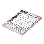 bunco scoreblok notitieblok (Linkerzijde)