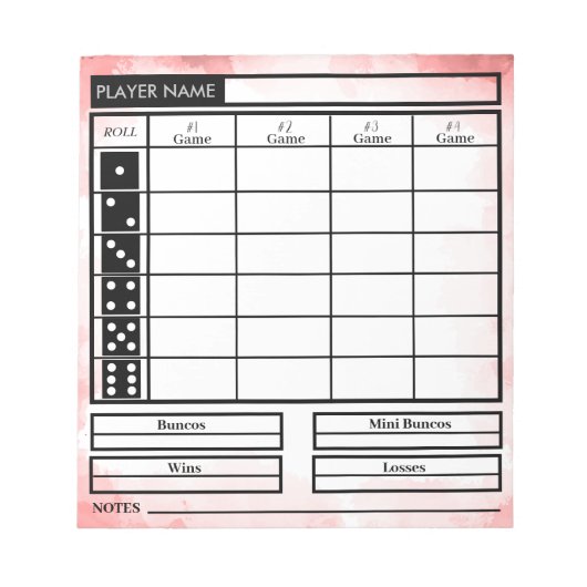 bunco scoreblok notitieblok (Voorkant)