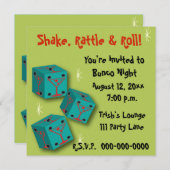 Bunco - Shake, Rattle & Roll Martini Dice Invite Kaart (Voorkant / Achterkant)