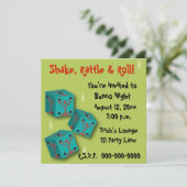 Bunco - Shake, Rattle & Roll Martini Dice Invite Kaart (Staand voorkant)