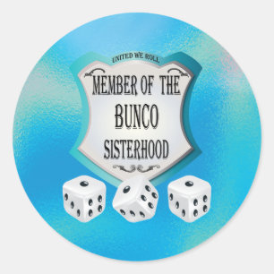 Bunco Sisterhood Game Blue Modern Ronde Sticker