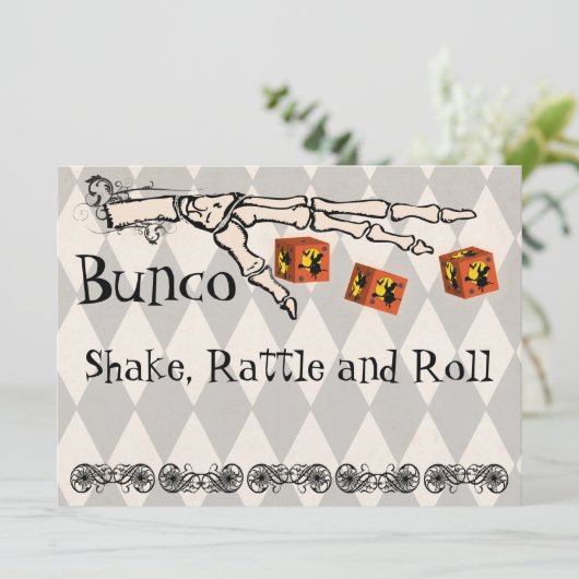 Bunco - Skeleton - Handmatige uitnodiging (Staand voorkant)