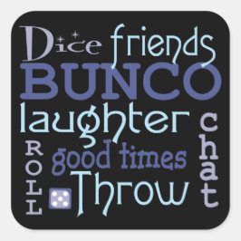 Bunco Spel Nachtblauw en Paarse Moderne Typografie Vierkante Sticker