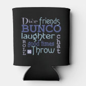 Bunco Spel Nachtblauw & Paarse Modern Dice Blikjeskoeler (Achterkant)