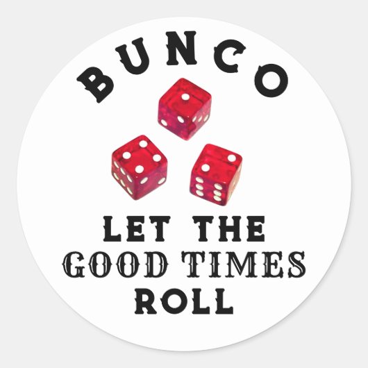 Bunco Spelavond Klassieke Ronde Sticker (Voorkant)