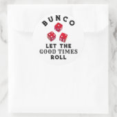 Bunco Spelavond Klassieke Ronde Sticker (Tas)