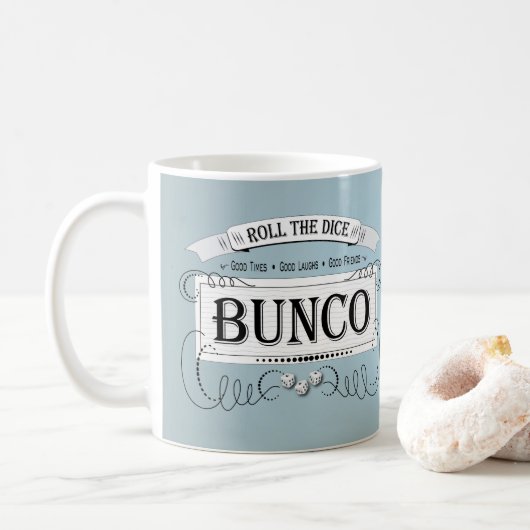 Bunco speler Dice Blue Koffiemok (Met donut)