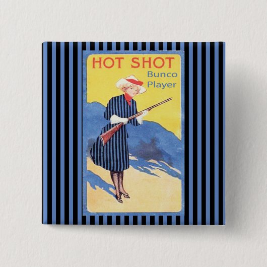 bunco-speler met hot shot vierkante button 5,1 cm (Voorkant)
