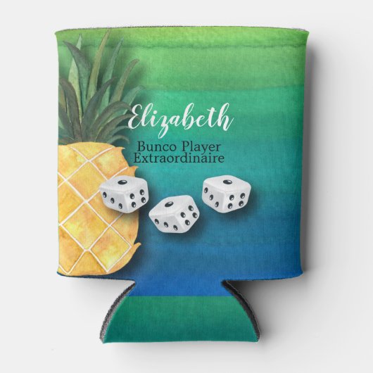 Bunco speler Monogram Strand Ananas Dice Blikjeskoeler (Voorkant)