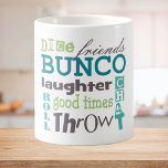 Bunco Speler Typografie Koffiemok<br><div class="desc">Moderne typografie metro art design concept van ArtInspired. Meisjes avond uit is leuk wanneer je rondhangt met vrienden en het spelen van het gooien dobbelspel genaamd Bunco.</div>