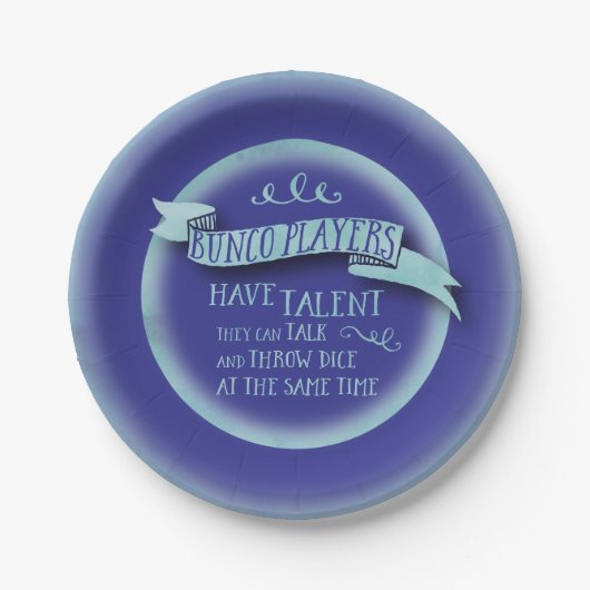 Bunco-spelers hebben talent - waterkleurstijl papieren bordje (Voorkant)