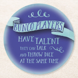 Bunco-spelers hebben talent - waterkleurstijl ronde kartonnen onderzetter