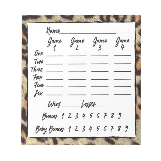 Bunco-spelers Score Blad-blad Afdrukken Notitieblok (Voorkant)