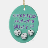 Bunco-spelers weten hoe ze het moeten schudden keramisch ornament (Rechts)