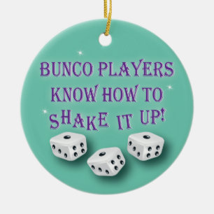 Bunco-spelers weten hoe ze het moeten schudden keramisch ornament
