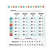 Bunco Stippen Bunco Score Kaart Notitieblok (Voorkant)