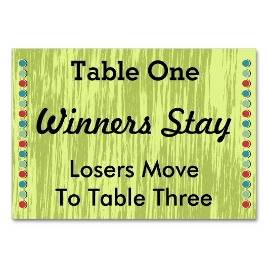 Bunco Stippen Tafelnummer Kaart #1 (Voorkant)