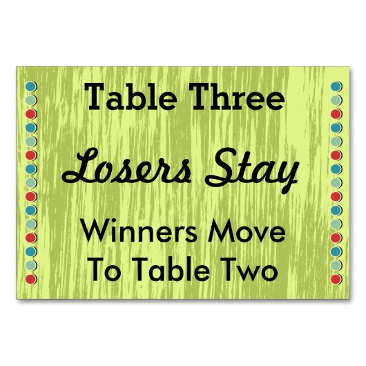 Bunco Stippen Tafelnummer Kaart #3 (Voorkant)