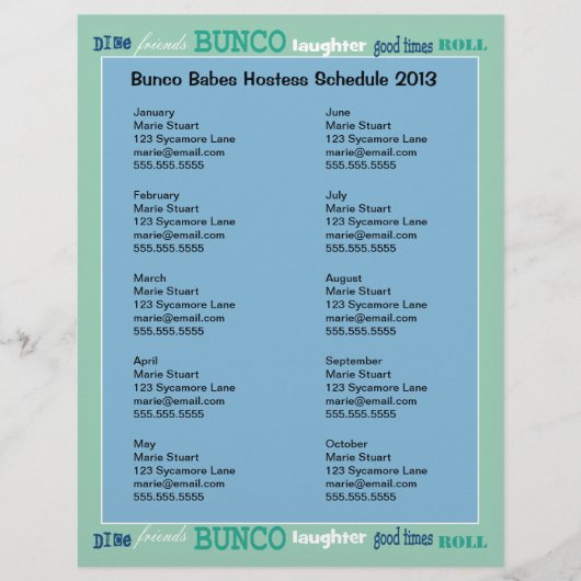 Bunco Subway Hosting Kalender Flyer (Voorkant)