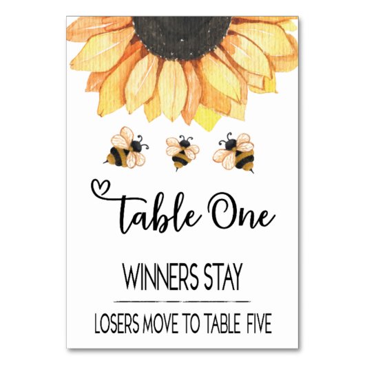 Bunco Sunflower Bee Table Kaart 1-5 (Voorkant)