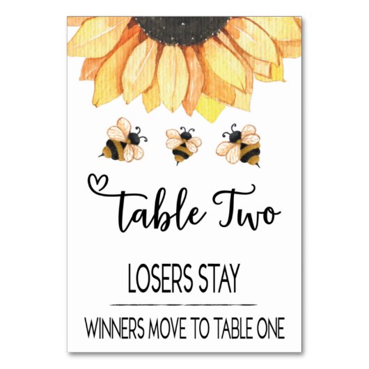 Bunco Sunflower Bee Table Kaart #2 (Achterkant)