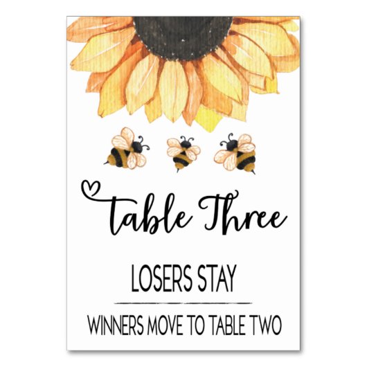 Bunco Sunflower Bee Table Kaart #3 (Achterkant)