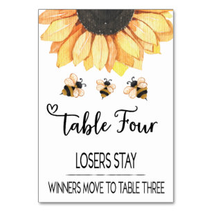 Bunco Sunflower Bee Table Kaart #4