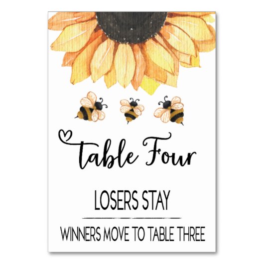 Bunco Sunflower Bee Table Kaart #4 (Achterkant)