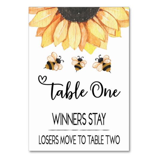 Bunco Sunflower Bee Table Kaart One (Voorkant)