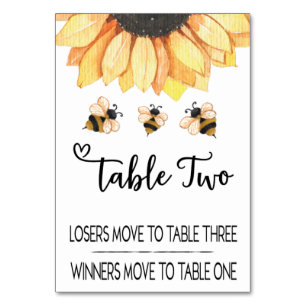 Bunco Sunflower Bee Table Kaart Two