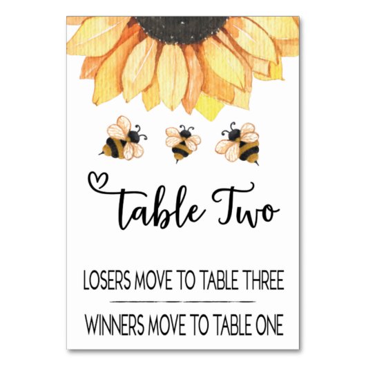 Bunco Sunflower Bee Table Kaart Two (Achterkant)
