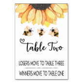 Bunco Sunflower Bee Table Kaart Two (Voorkant)