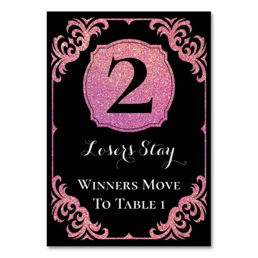 Bunco-tabelkaart elegante roze glitter Twee Kaart (Achterkant)