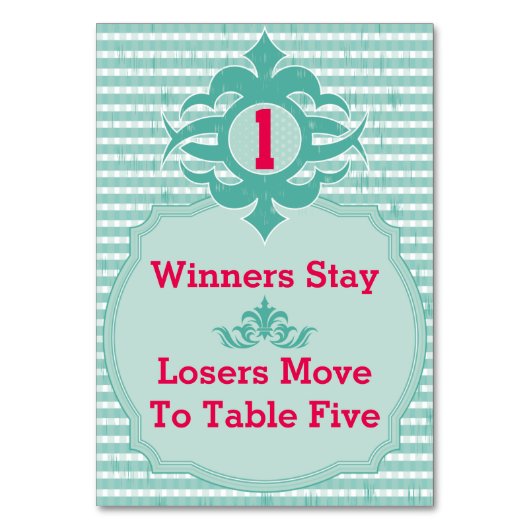 Bunco-tabelkaart - spelnummer 1 kaart (Voorkant)