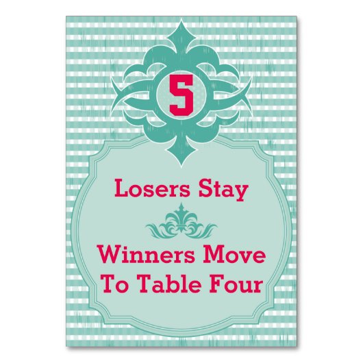 Bunco-tabelkaart - spelnummer 5 kaart (Voorkant)