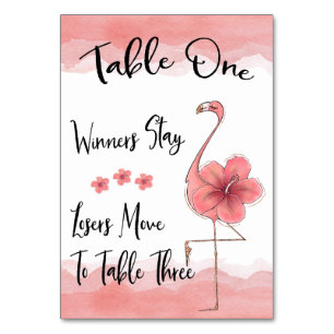Bunco Table Card #1 Roze Flamingo Fun Kaart