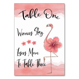 Bunco Table Card #1 Roze Flamingo Fun Kaart