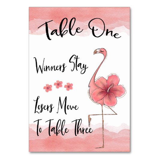 Bunco Table Card #1 Roze Flamingo Fun Kaart (Voorkant)