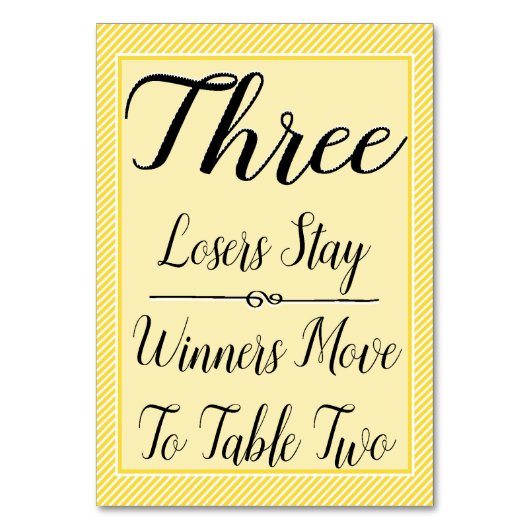 Bunco Table Kaart #3 - Stijlvolle Gele Streep (Voorkant)