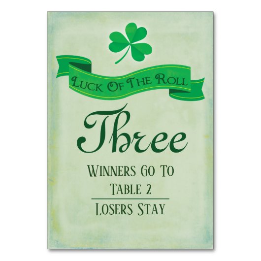 Bunco Table Three March Saint Patricks Kaart (Achterkant)