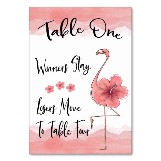 Bunco Tafel Kaart #1 Roze Flamingo Fun (1-4) (Achterkant)